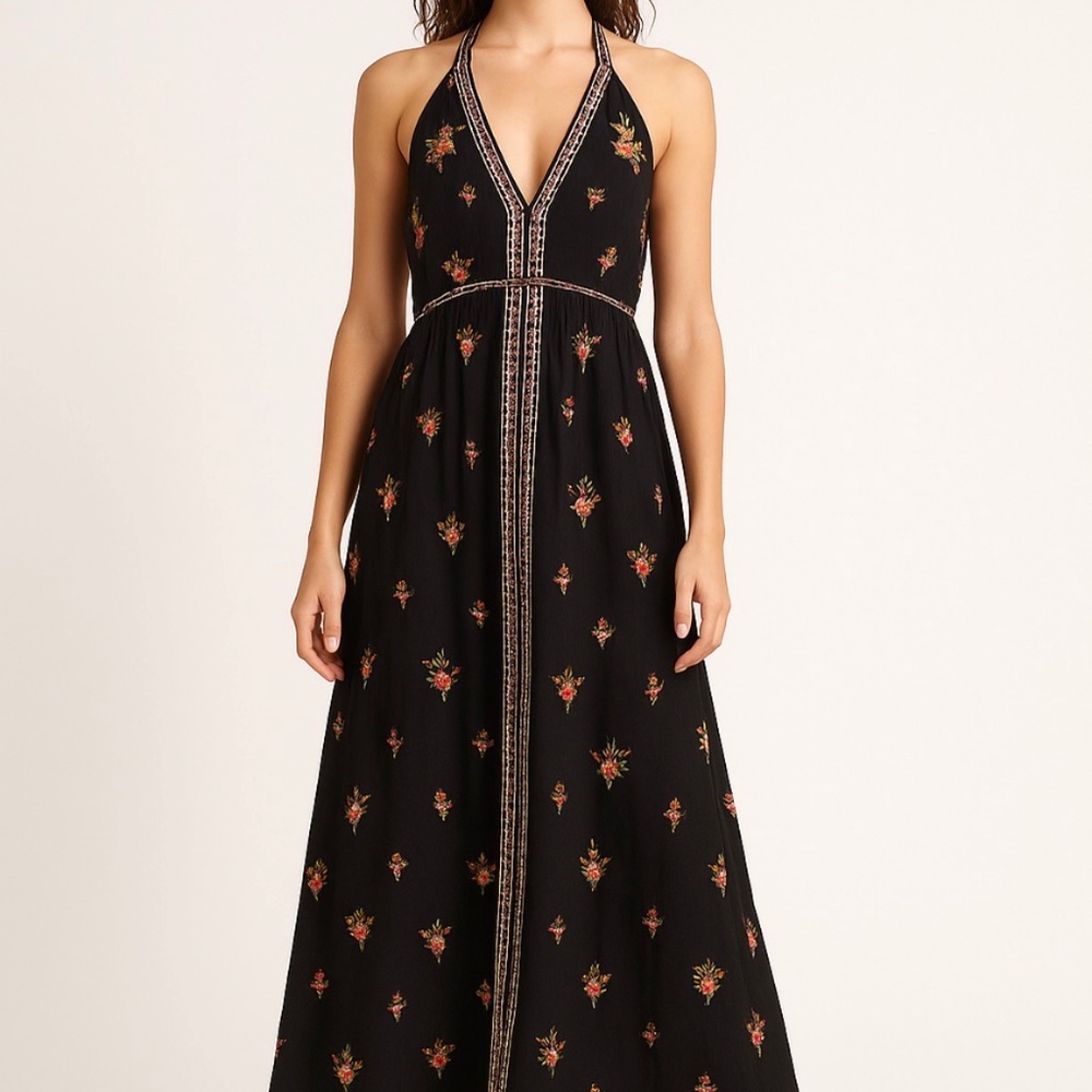 Anthropologie halter maxi dress